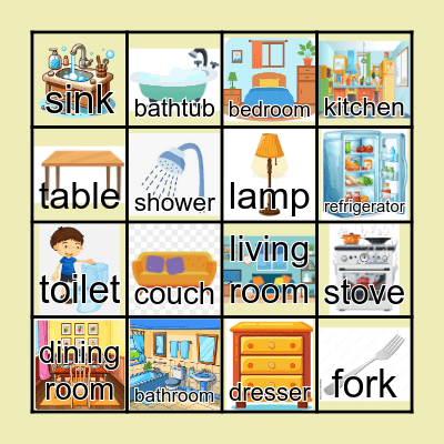 In the house Bingo Card
