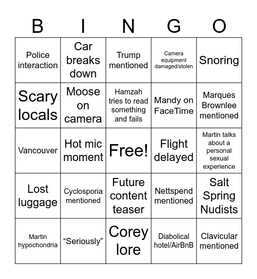SlushyDoc Bingo Card