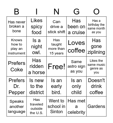 Staff Bingo: Black Out Bingo Card