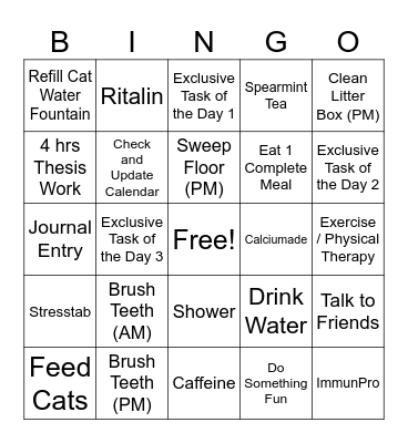 DAILY TASK BINGO Card