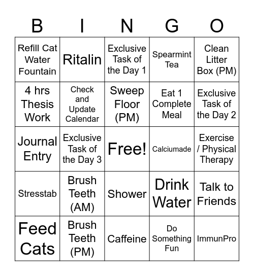 DAILY TASK BINGO Card