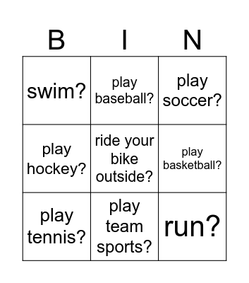Do you ... Bingo Card