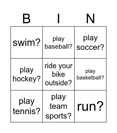 Do you ... Bingo Card