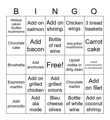 UPSELL! Bingo Card