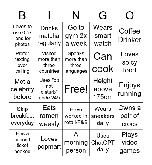 Untitled Bingo Card