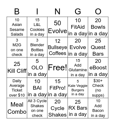 Cafe Bingo! Bingo Card