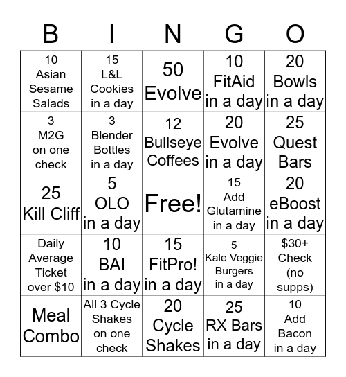 Cafe Bingo! Bingo Card