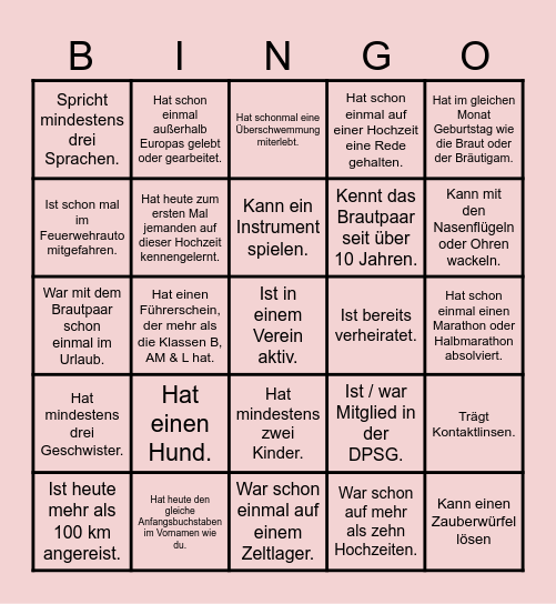 Gästebingo Card