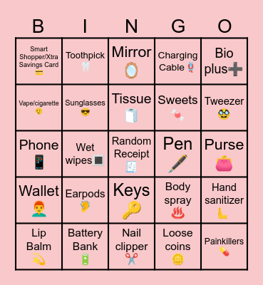 Bag Bingo! Bingo Card