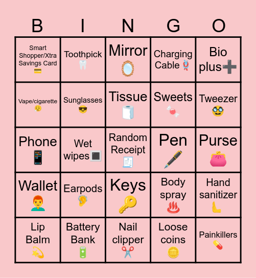 Bag Bingo! Bingo Card