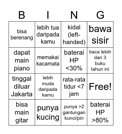 Human Bingo : Introduction! Bingo Card