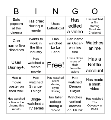 FILM Bingo Card