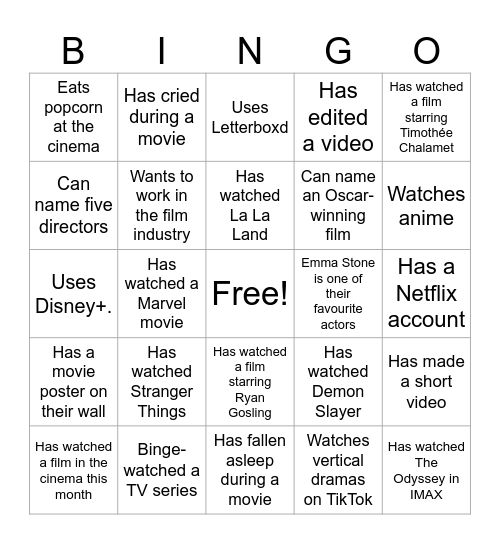 FILM Bingo Card