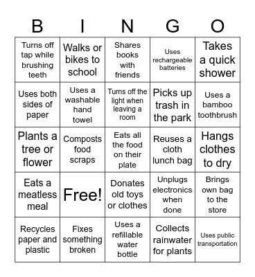 Go Green! Bingo Card