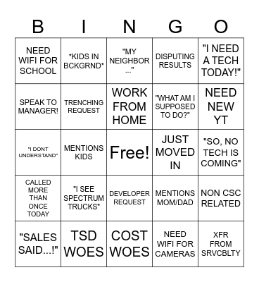 Call Center Baby Shower Bingo Card
