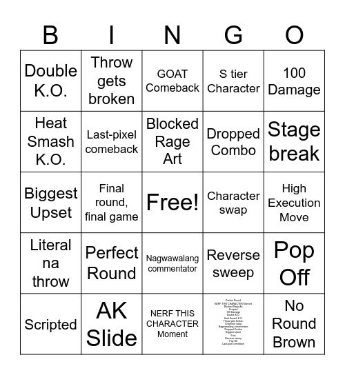 TEKKEN 8 Bingo Card
