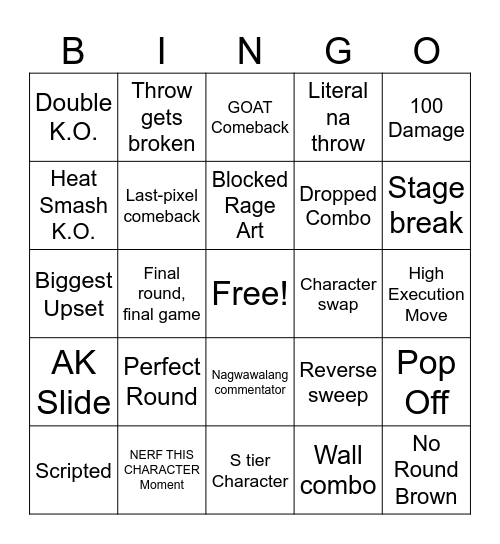 TEKKEN 8 Bingo Card
