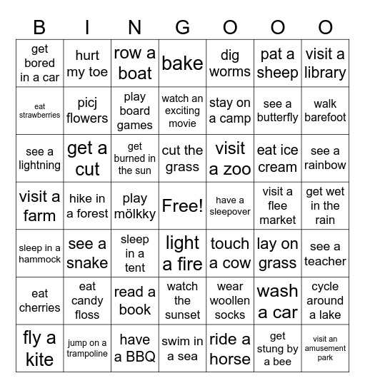 Kesäbingo 5/6 Bingo Card