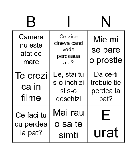 Perdea pat Bingo Card