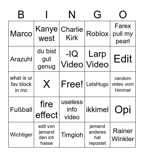 Tiktok fyp bingo Card