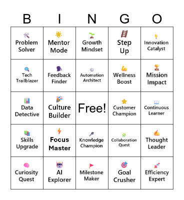 Leveling Up Bingo Card