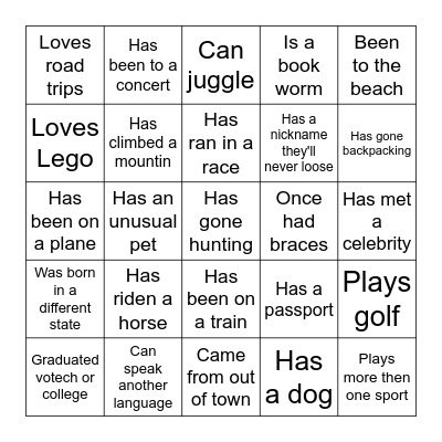 Find someone who... Bingo Card