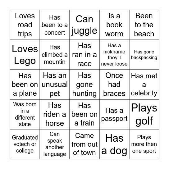 Find someone who... Bingo Card