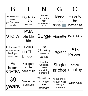 Marriott Madness Bingo Card