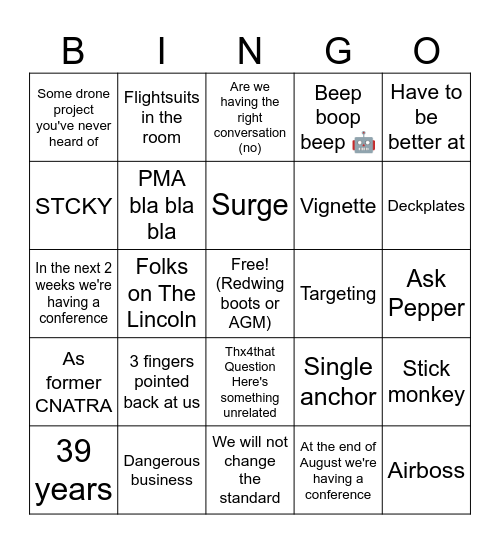 Marriott Madness Bingo Card