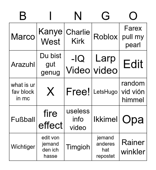 Tiktok Fyp Bingo Card