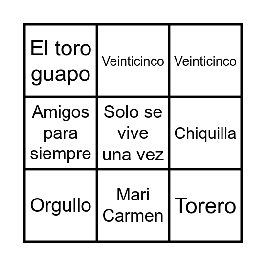 Bingo Musical 2026 Bingo Card