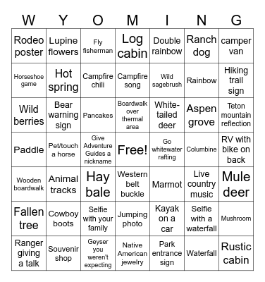 WYOMING BLACK-OUT BINGO Card