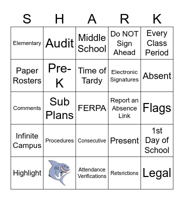 Attendance Bingo Card
