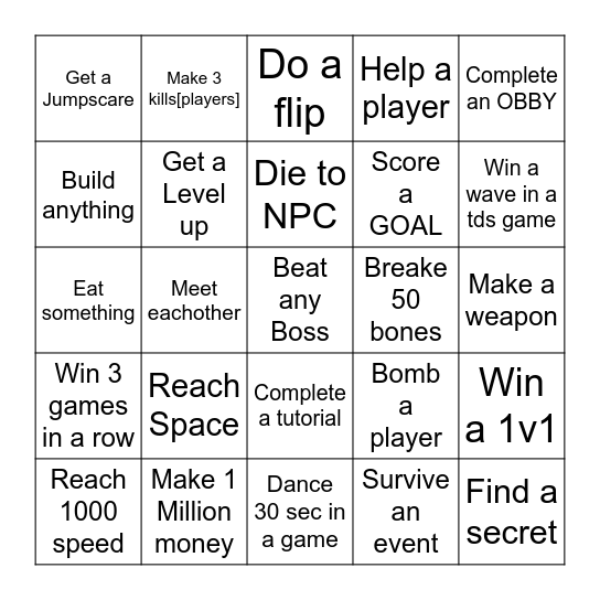 ROBLOX Bingo Card