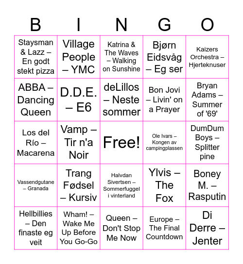 Lengst Vest Bingo Card
