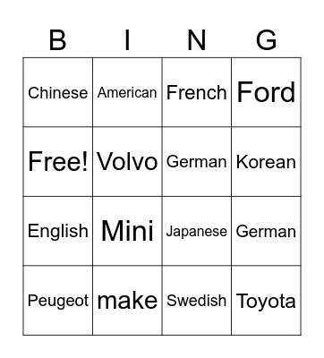 Lesson6 Bingo Card