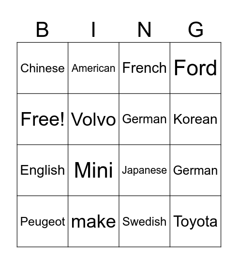 Lesson6 Bingo Card