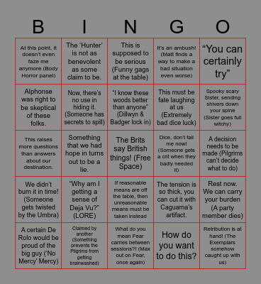 Age of Umbra- Sallowlands (Episode 5) Bingo Card