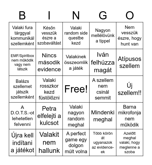 Phasmo Bingo 2.0 Bingo Card