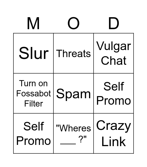 Modding Bingo Card