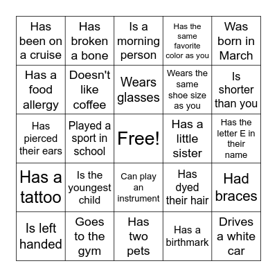 Find someone who... Bingo Card