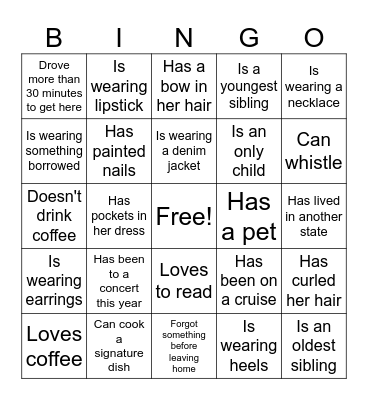 Find Someone Who Bingo Card