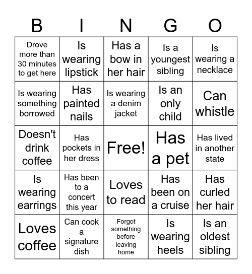 Find Someone Who Bingo Card