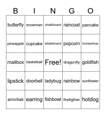 Compound Words Bingo Card