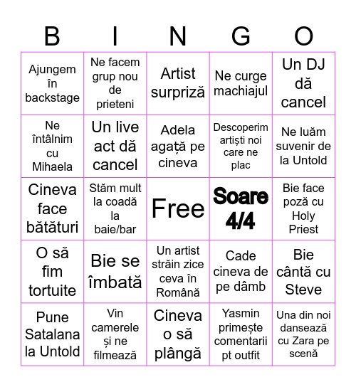 UNTOLD 2026 Bingo Card