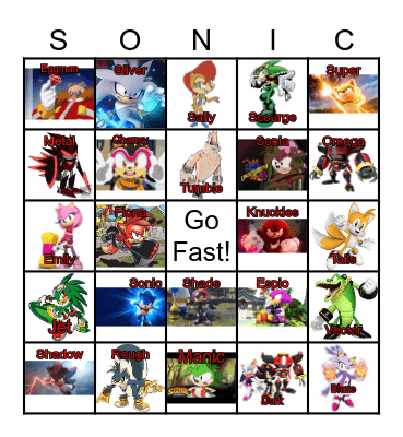 Sonic Bingo Card