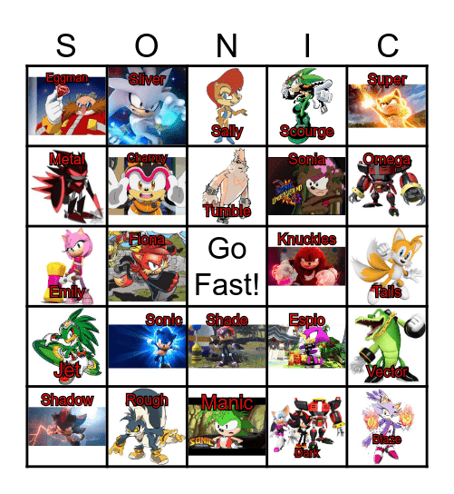 Sonic Bingo Card
