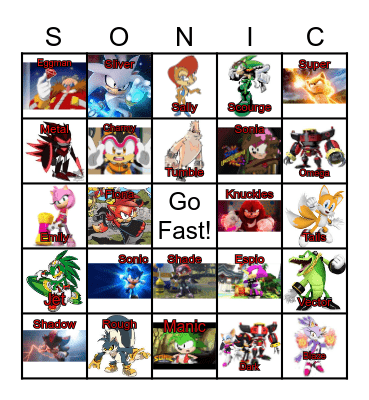 Sonic Bingo Card