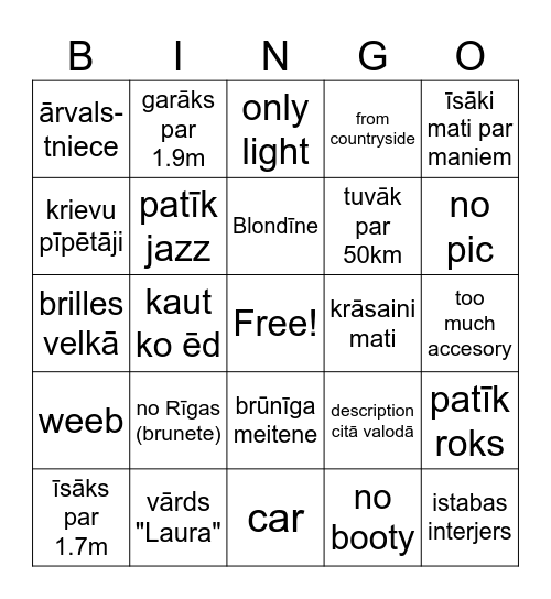 Tinder Bingo Card