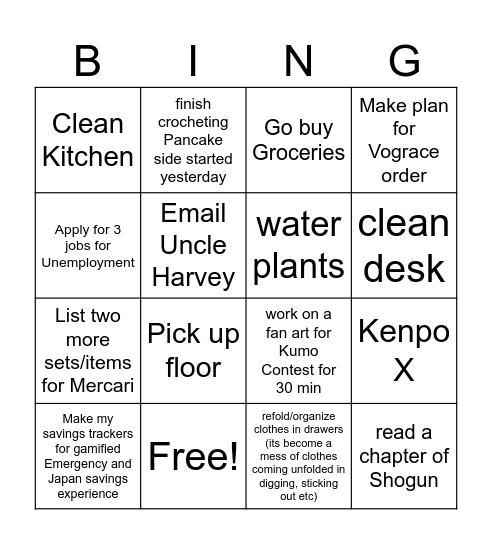 Untitled Bingo Card